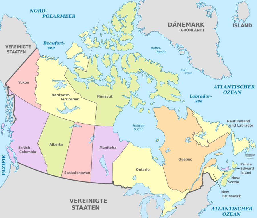 Karte der politischen Gliederung von Kanada